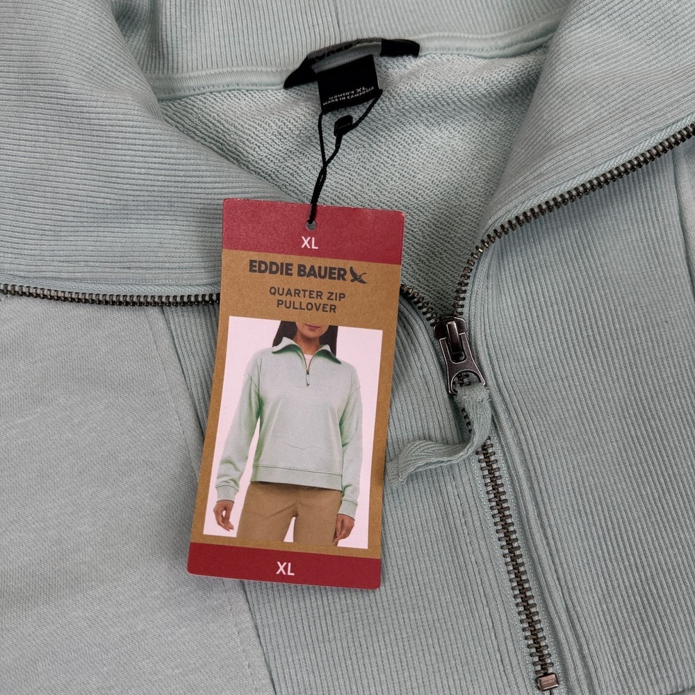 Eddie Bauer Women's Collared Quarter Zip Casual Pullover Sz XL Turquoise NWT - Picture 5 of 14